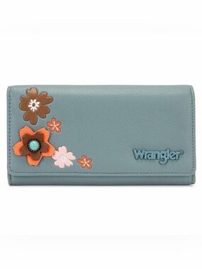 Wrangler Multi Floral Turquoise RFID Long Wallet Jean